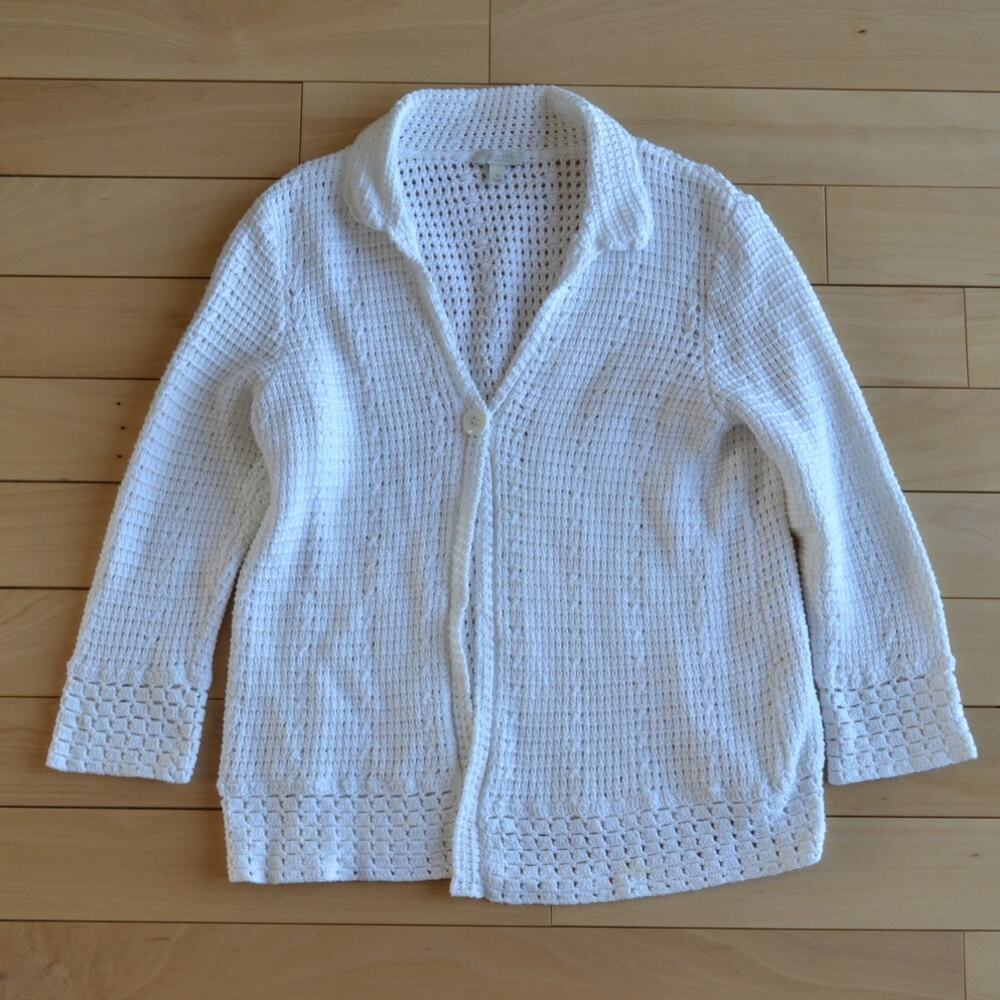 Talbots Knit Cardigan Sweater White Size Small Petite